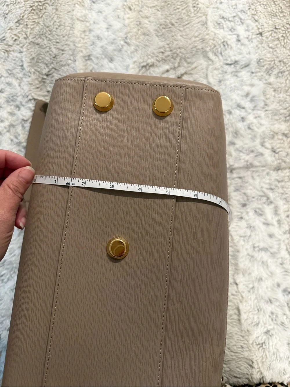 Senreve Maestra Mimosa Latte Gold Taupe Structured Leather Work School Bag